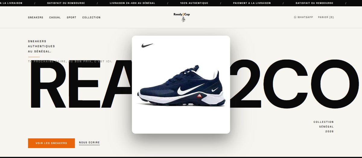 Boutique en ligne Ready2Cop, sneakers authentiques à Dakar